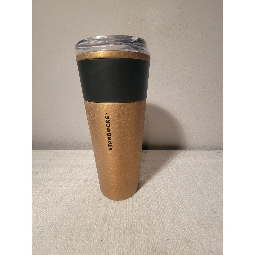 STARBUCKS cracked Gold 16 fl oz tall Coffee Stainless Travel Tumbler Mug 2021